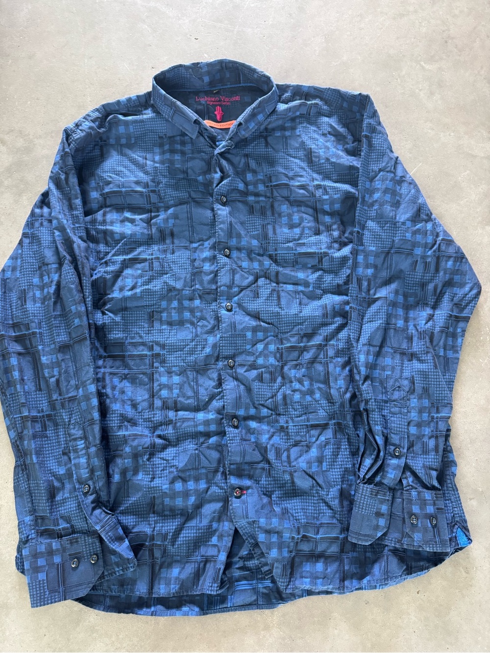 Men's Lightweight Blue Patterned Button-Up Shirt Jacket